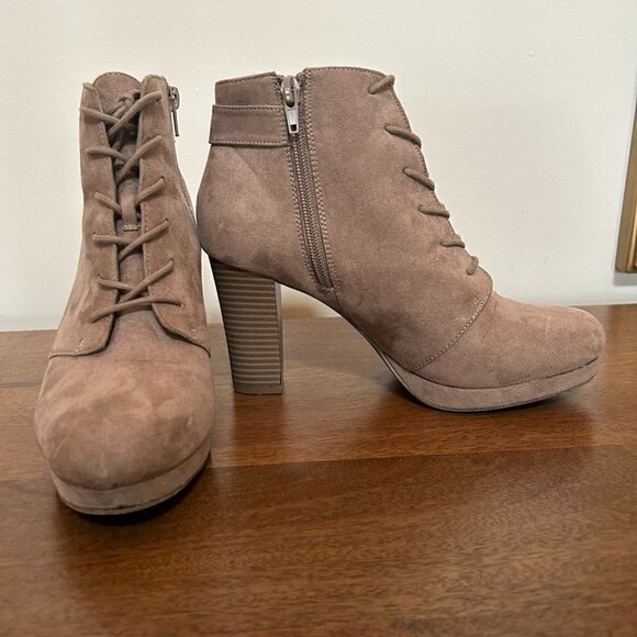Taupe "Suede" Booties-Size 8 - Picture 3 of 5